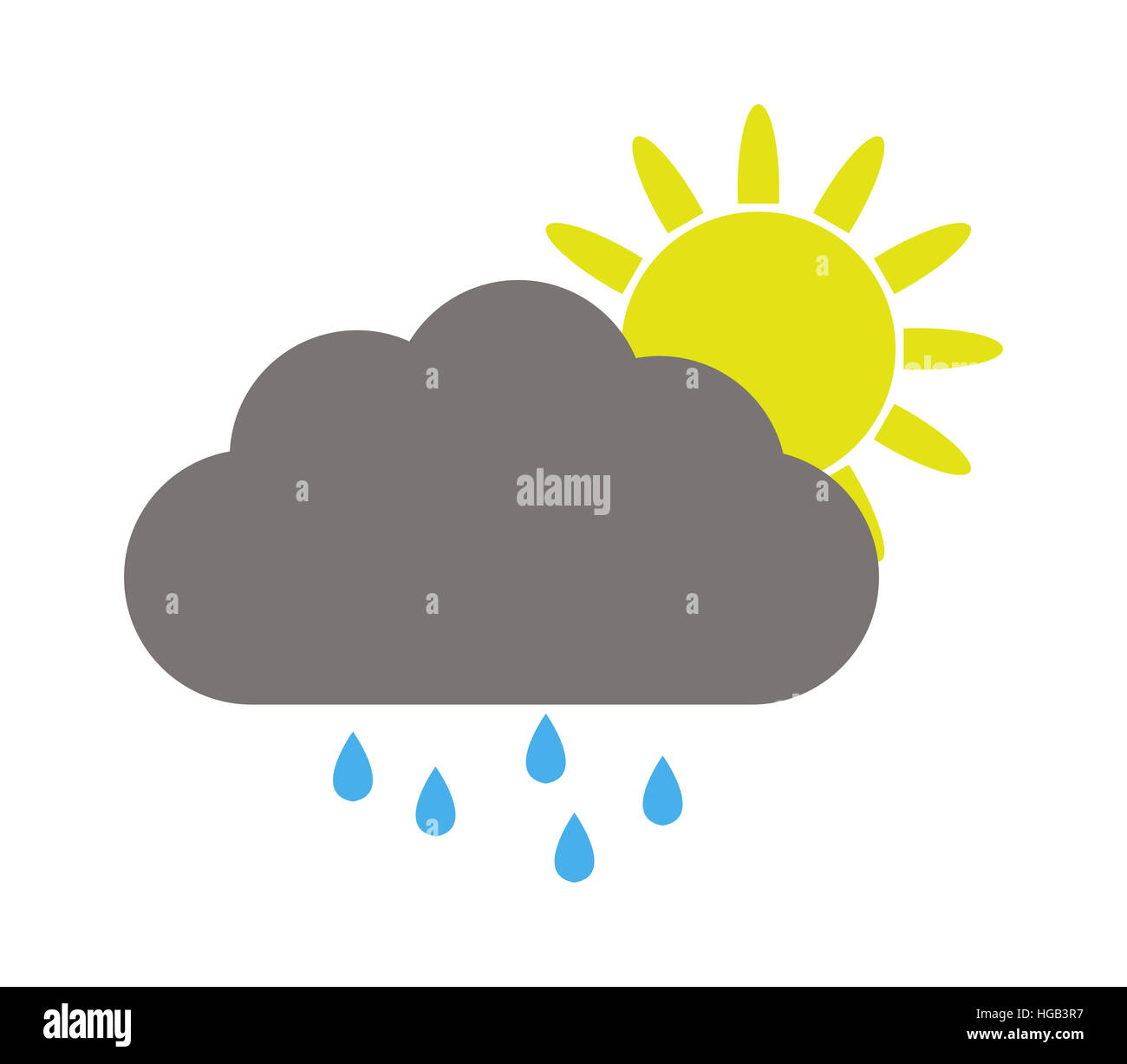 icon sun with rain Stock Photo