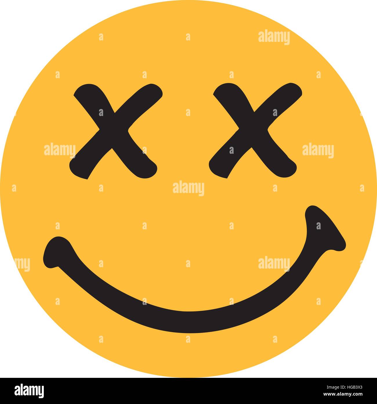 Yellow smiley with x-rated eyes Stock Vector