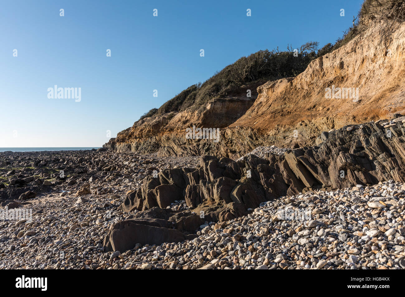 Small cliffs on la Pointe du Payre in Vendee (France) Stock Photo