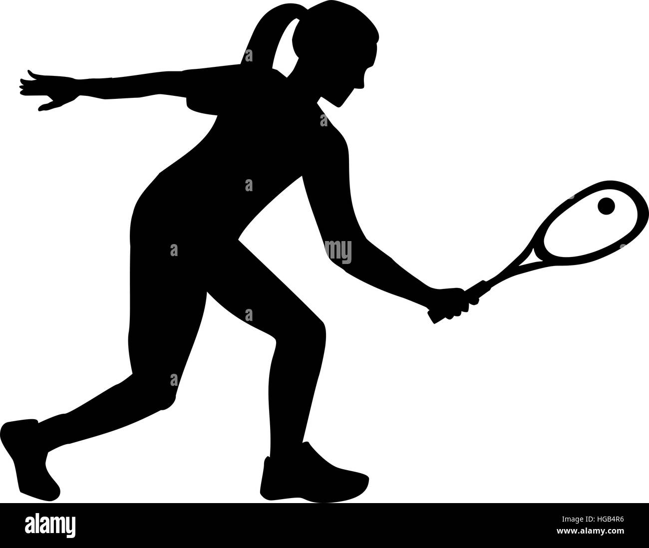 Woman playing squash silhouette Stock Vector