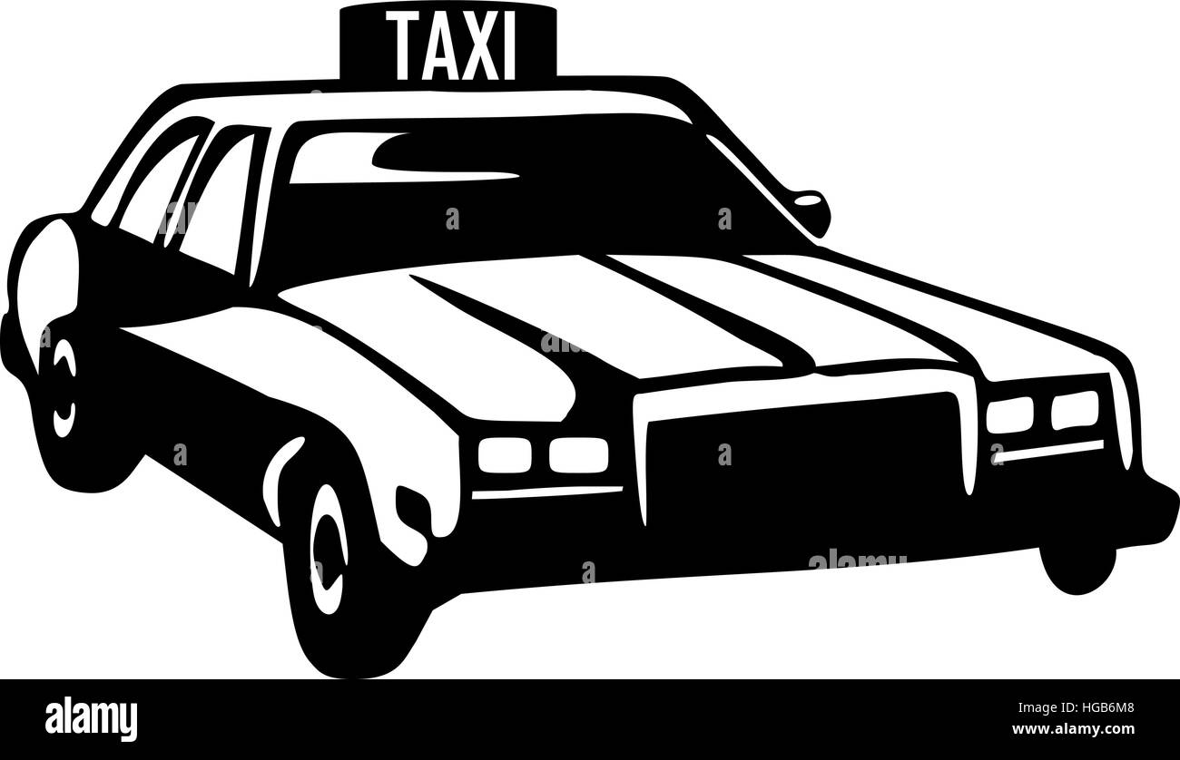 dunkle Taxi Silhouette mit Taxi-Schild, Stock-Vektor