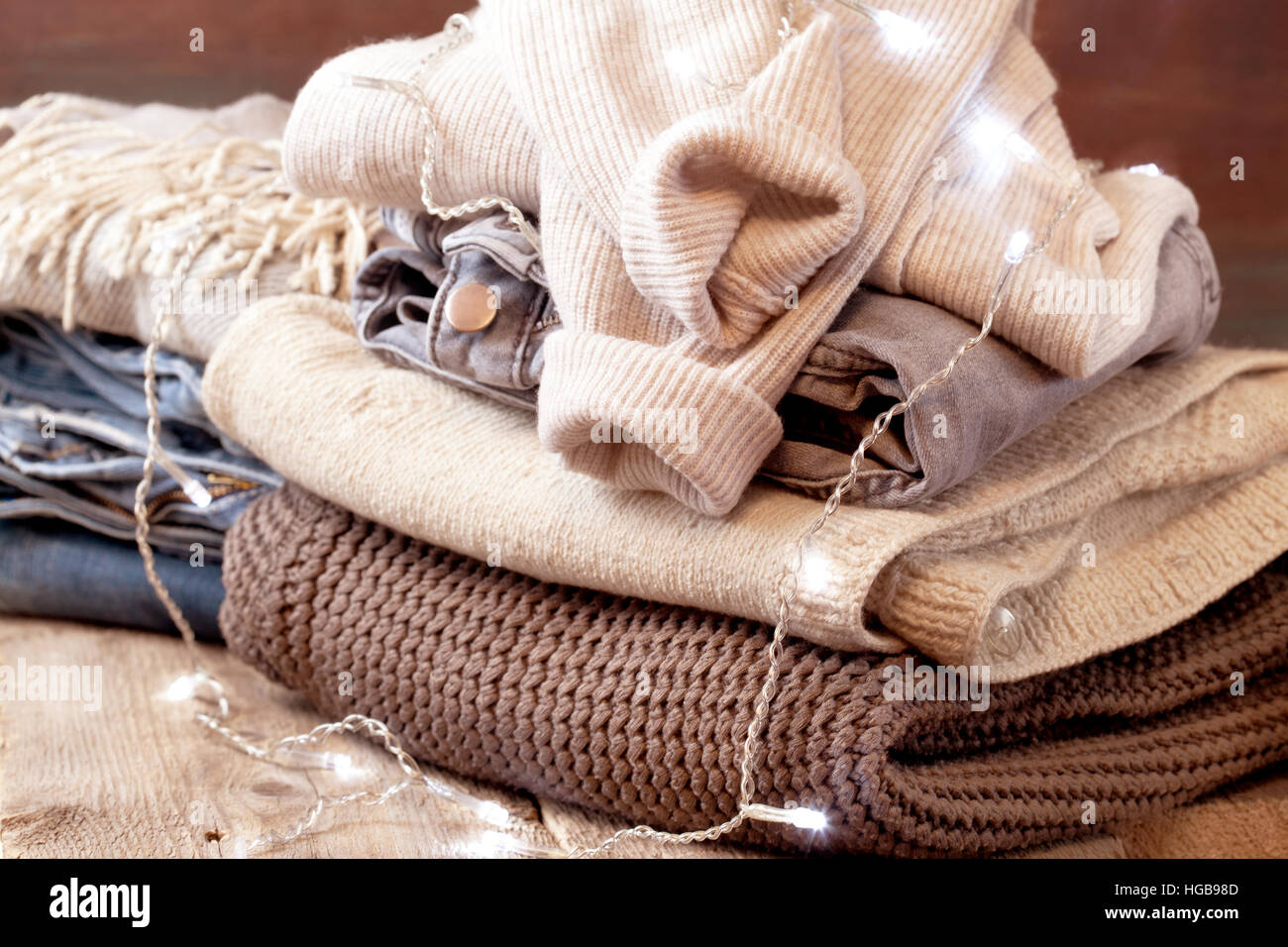 Stack of woolen clothes Stock Photo by ©belchonock 140263868