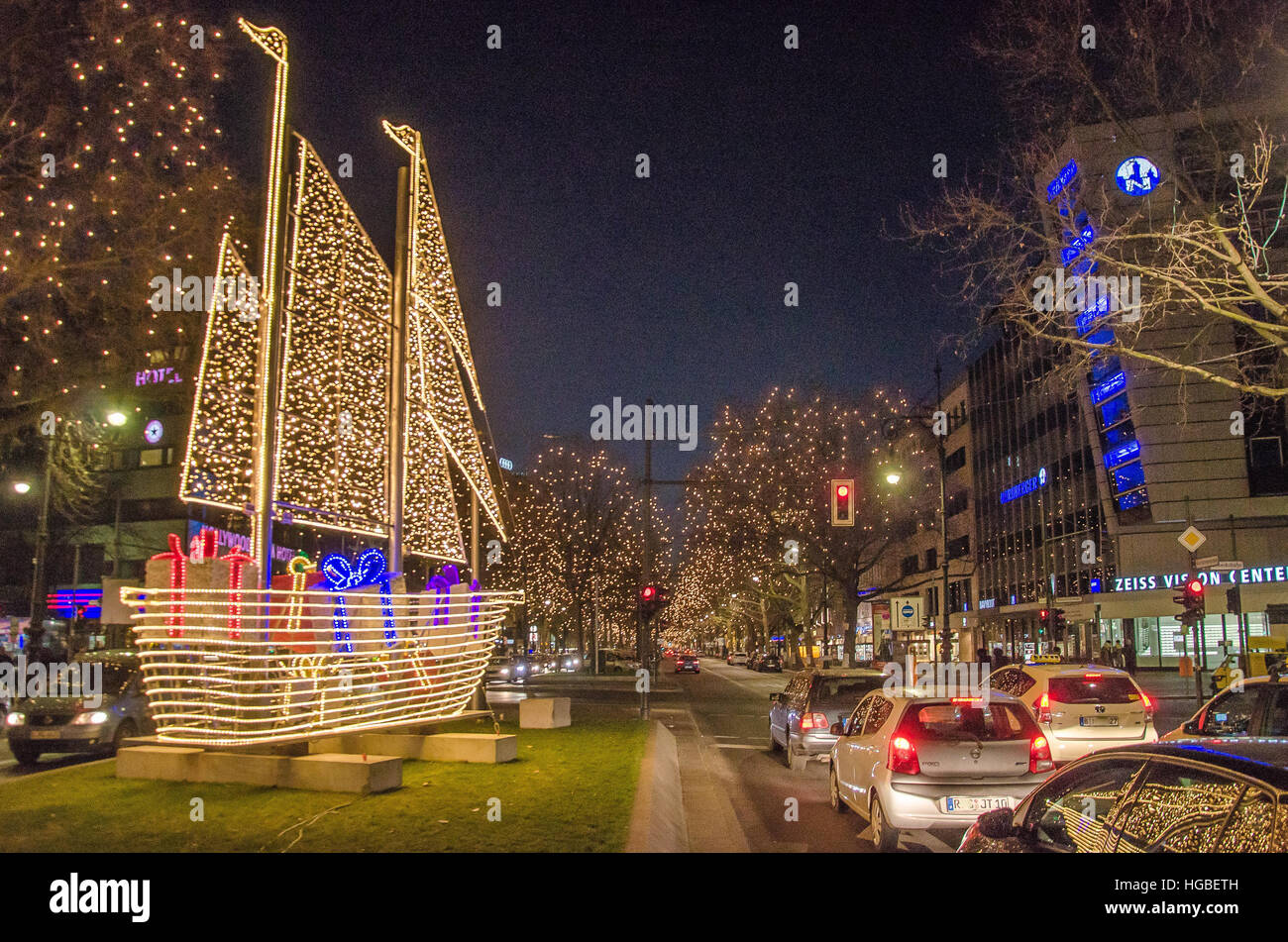 Berlin is worth a visit at Christmas time while shopping on Berlin's famous Kurfürstendamm. Stock Photo