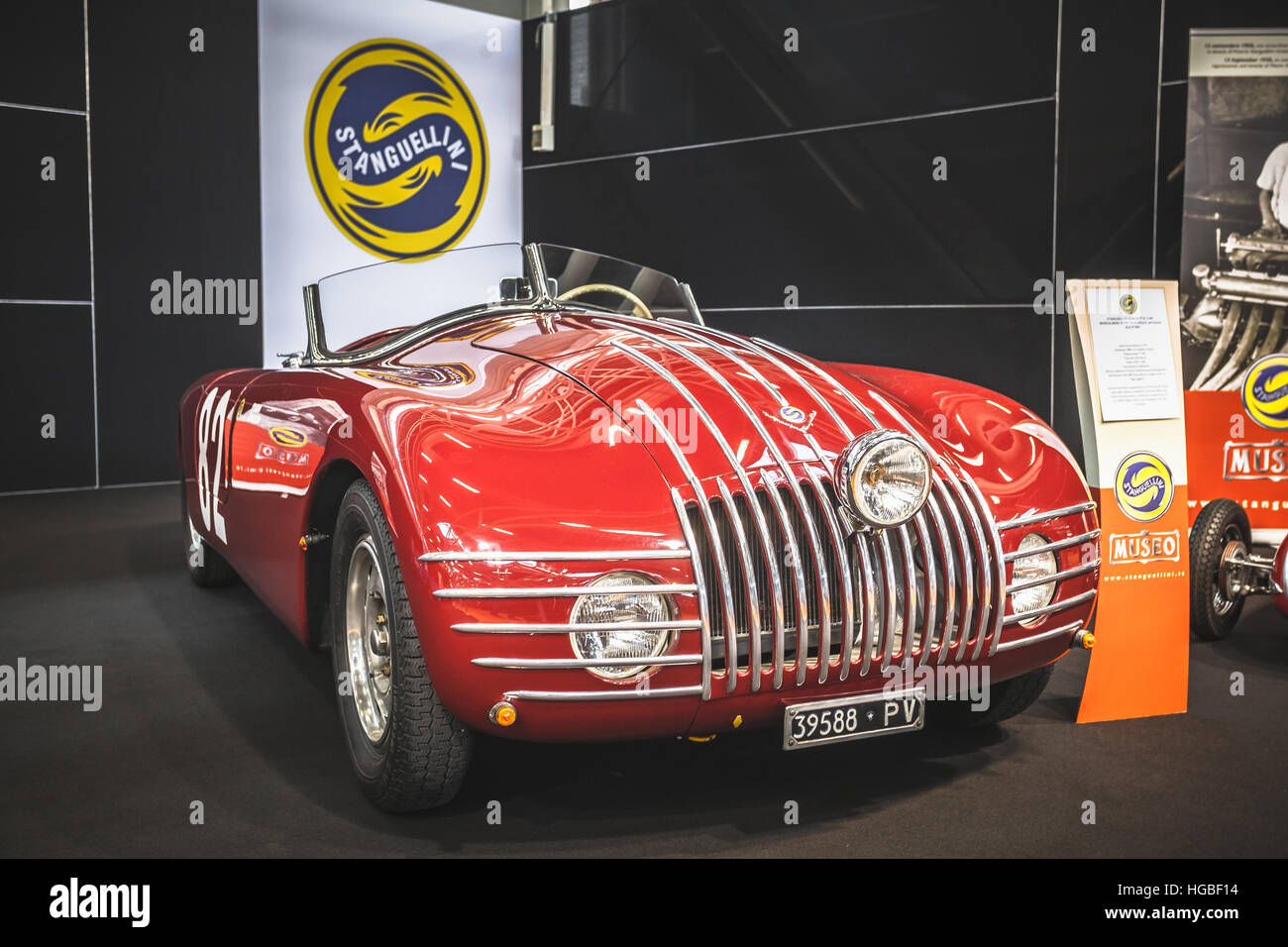 Italy, Bologna motor show 2016, Stanguellini Brachetta 1100 car 1947 Stock Photo