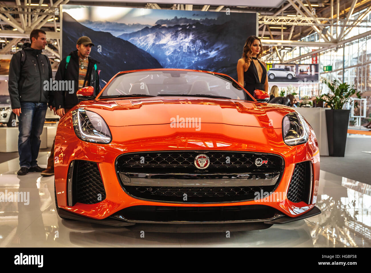 Italy, Bologna motor show 2016, Jaguar F-Type SVR Stock Photo