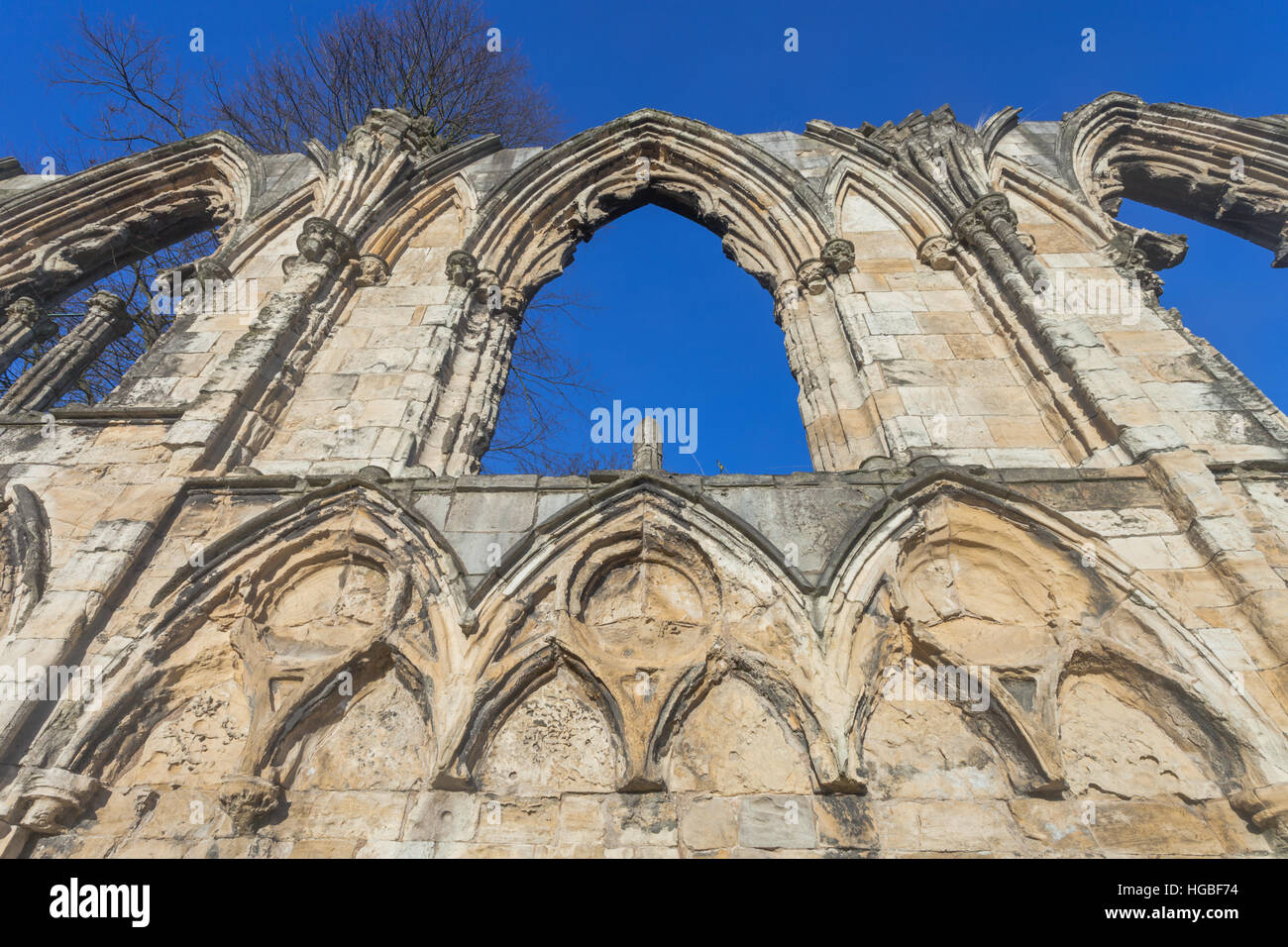 The Abbey of St Mary, a ruined Benedictine abbey in York, England and a Grade I listed building UK Stock Photo
