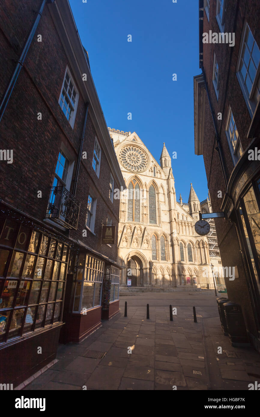 View of York Minster from The Shambles, York city, UK Stock Photo Alamy