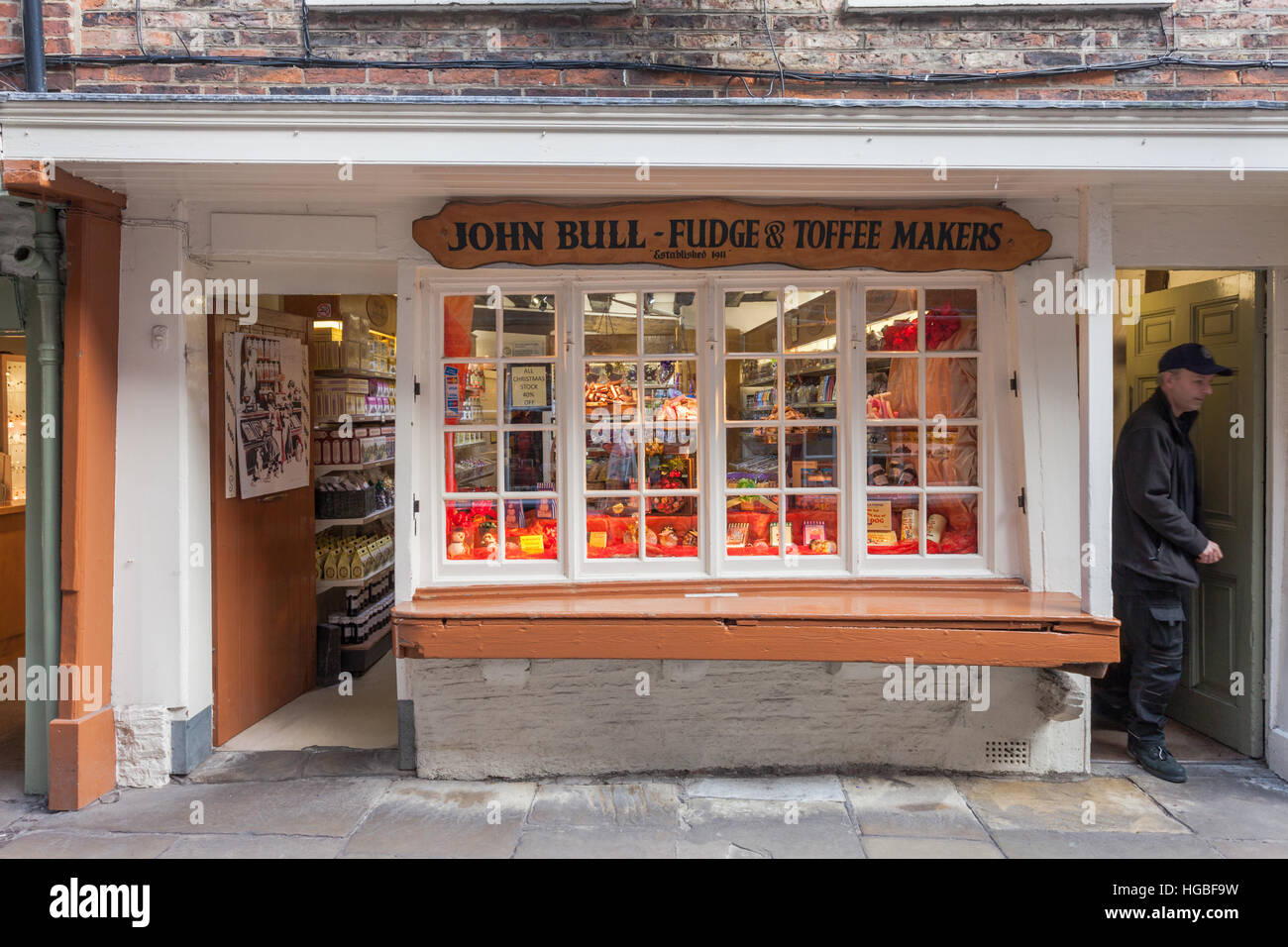Shop front in The Shambles, famous medieval shopping street in York
