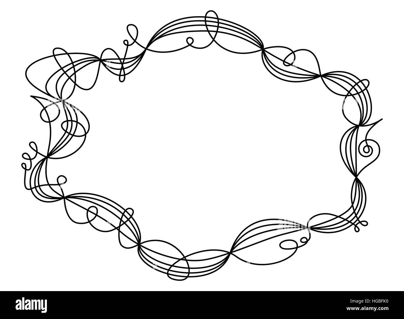 Single swing thread frame. Decorative ornament and border for text and images. One line going five times around. Stock Photo