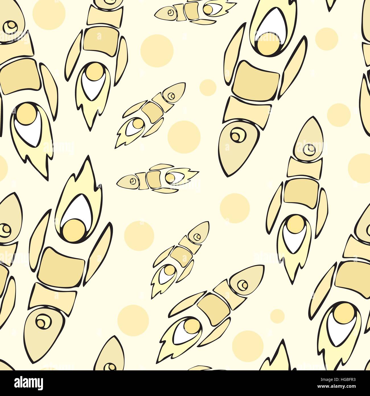 Cute and colorful space seamless pattern background with rockets ...