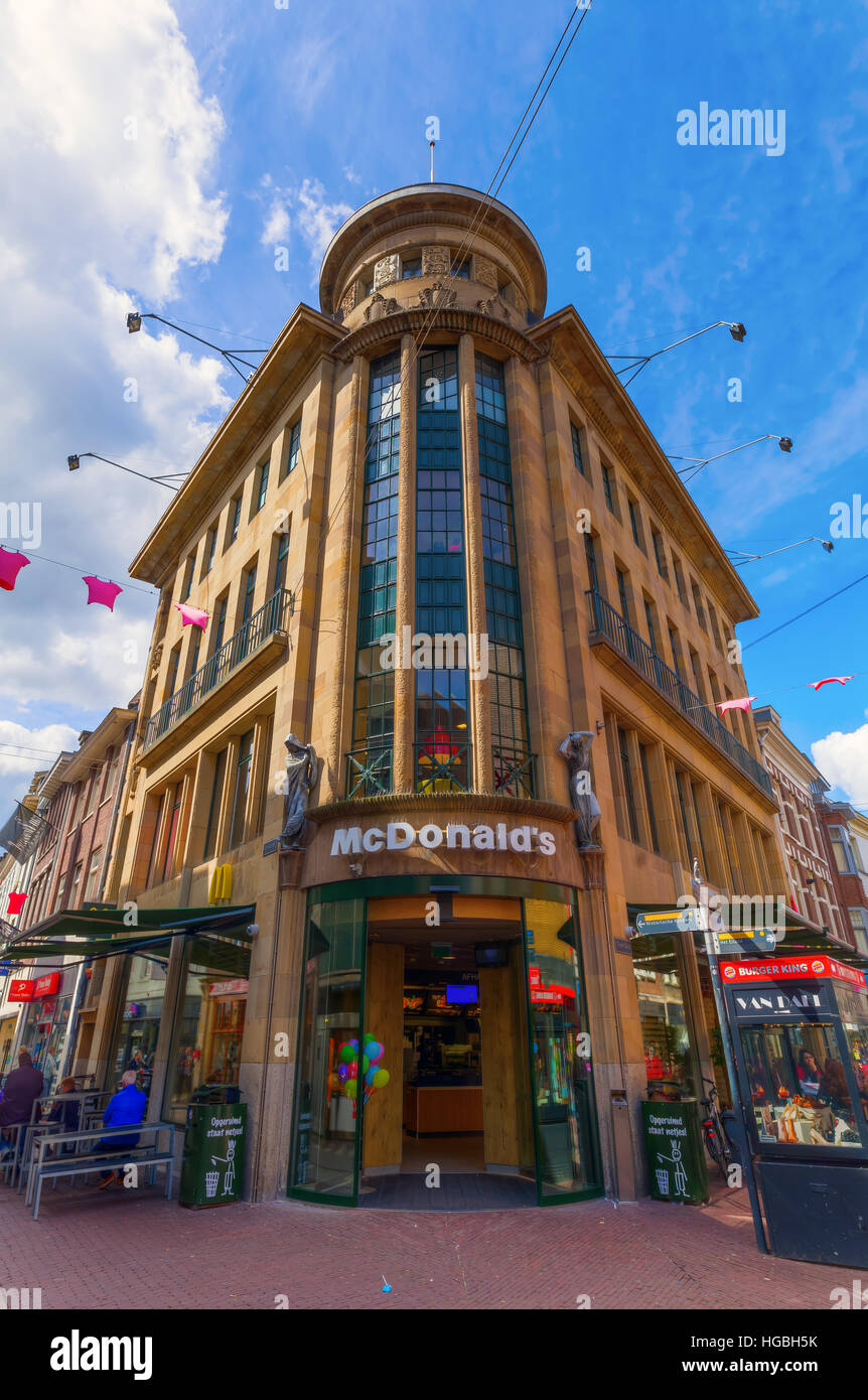 Arnhem, Netherlands - April 19, 2016: McDonalds shop in the city center of  Arnhem, with unidentified people. Arnhem is the capital of the province of  Stock Photo - Alamy
