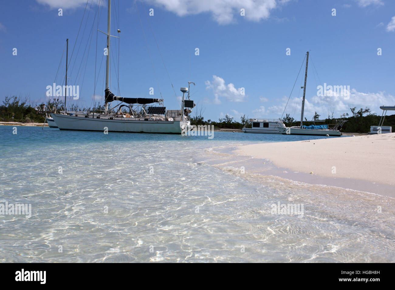 Beach Shore of Stocking Island Exuma Bahamas Stock Photo