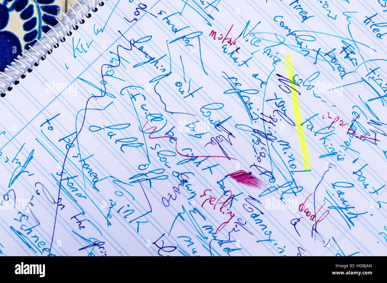 Handwritten scribbling in different fountain ink colours and line ...