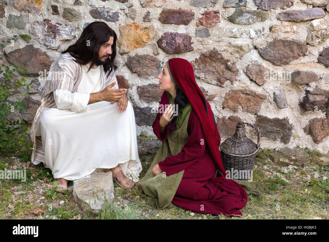 Repentant sinner woman asking for forgiveness and healing Stock Photo