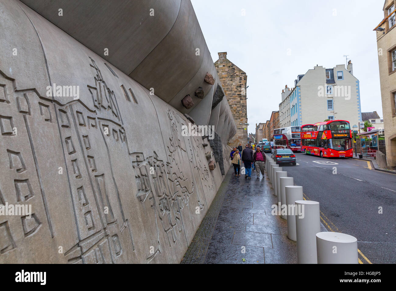 Edinburgh, Scotland - September 09, 2016: building of the Scottish Parliament with unidentified people. Its the official home of the Scottish Parliame Stock Photo