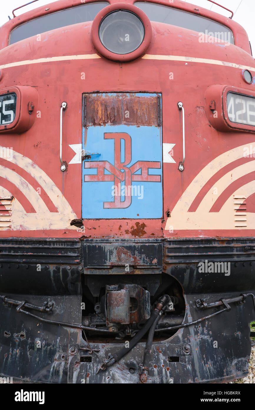 A 1949 F7 B&M diesel on display at the Grand Trunk Railroad
