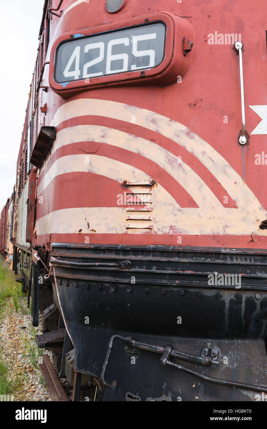 A 1949 F7 B&M diesel on display at the Grand Trunk Railroad