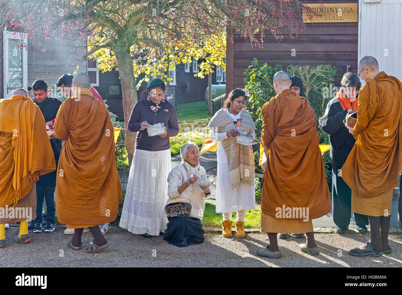 Hemel Hempstead, England - November 2016: A Kathina Festival was held at Amaravati Buddhist Monastery on Sunday, 6 November 2016. The Kathina is a tra Stock Photo