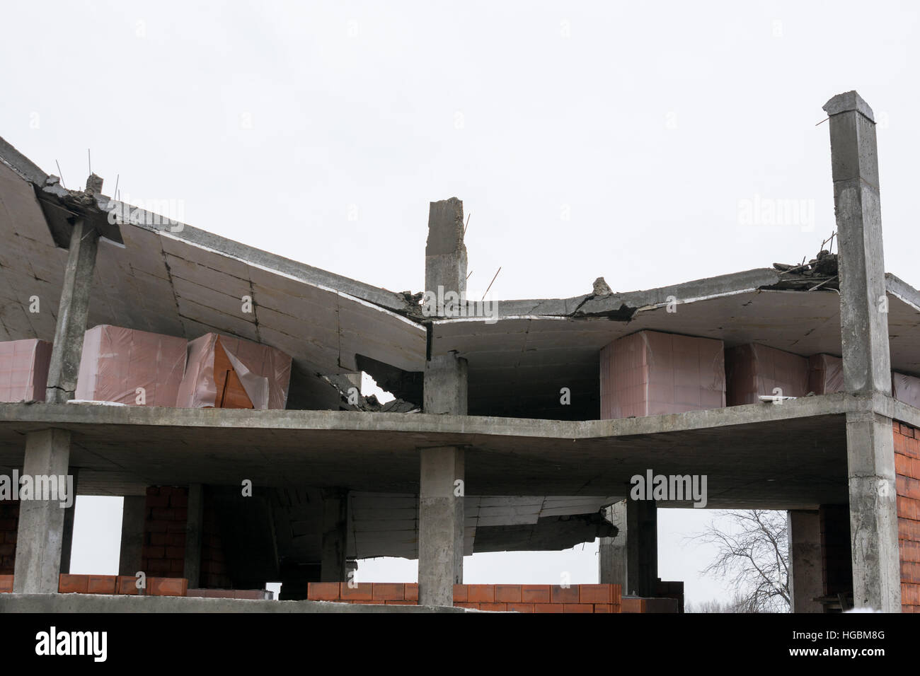 Destruction in the illicit construction of the house Stock Photo