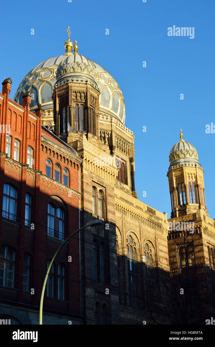 Front facade of the Neue Synagoge  (New Synagogue) in Berlin Mitte, Oranienburger Straße, Berlin, Germany, Europe Stock Photo
