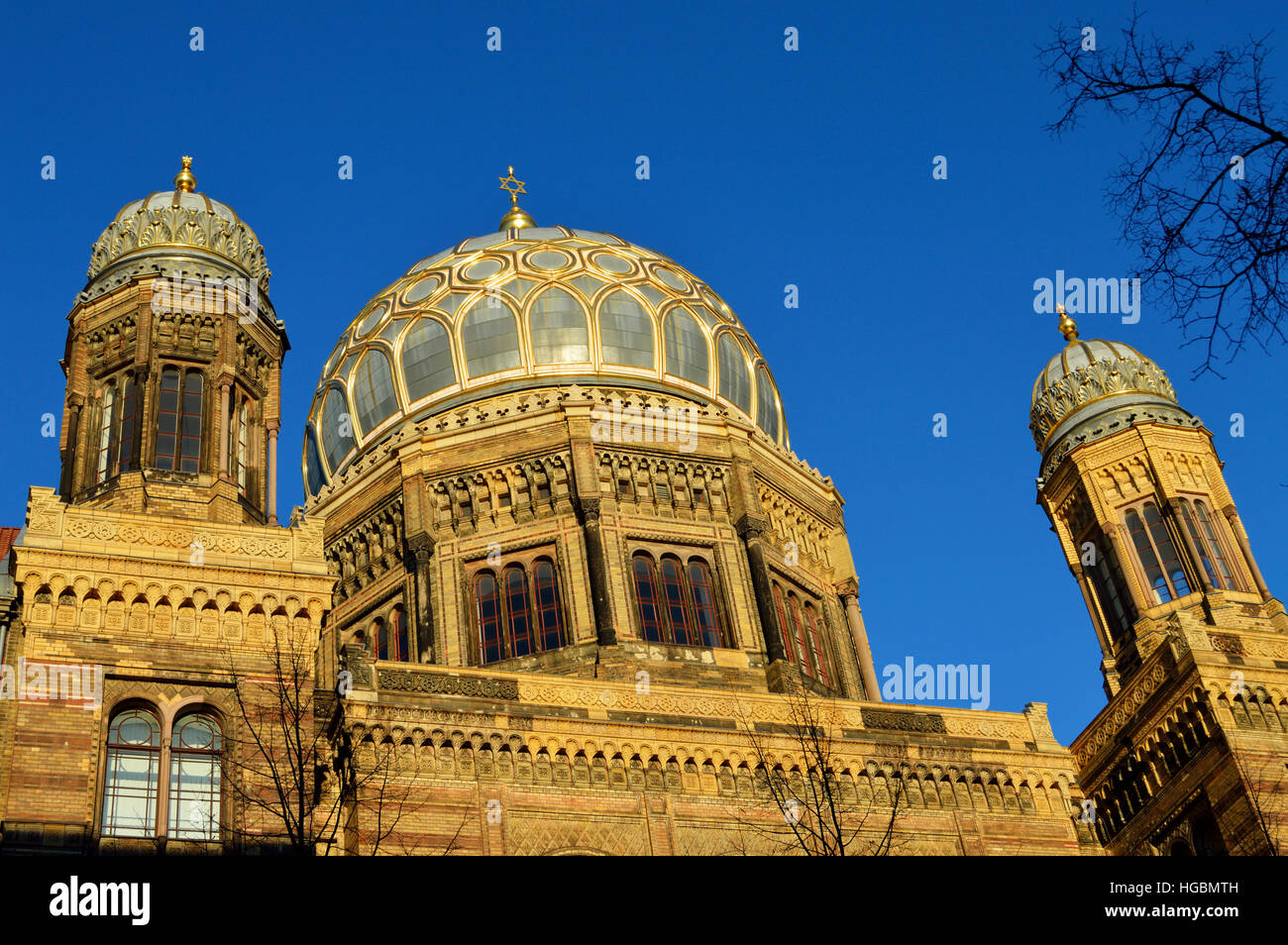 Front facade of the New Synagogue (Neue Synagoge) in Berlin Mitte, Oranienburger Straße, Berlin, Germany Stock Photo