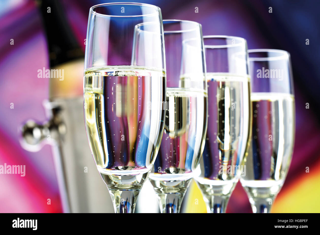 Four glasses of champagne Stock Photo - Alamy