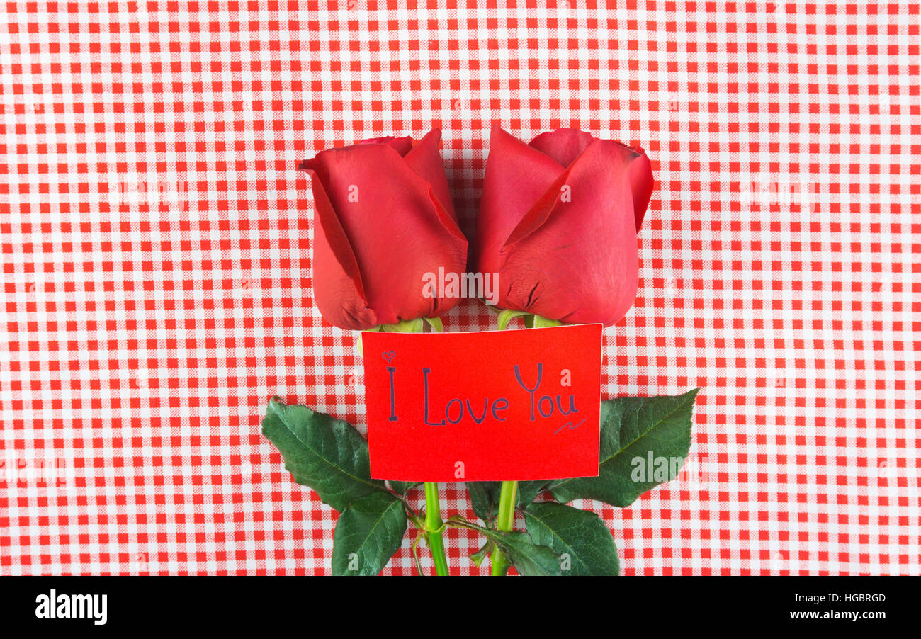 Red rose with message card. Image of Valentines day Stock Photo - Alamy