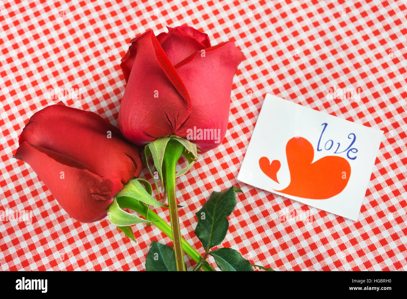 Red rose with message card. Image of Valentines day Stock Photo - Alamy
