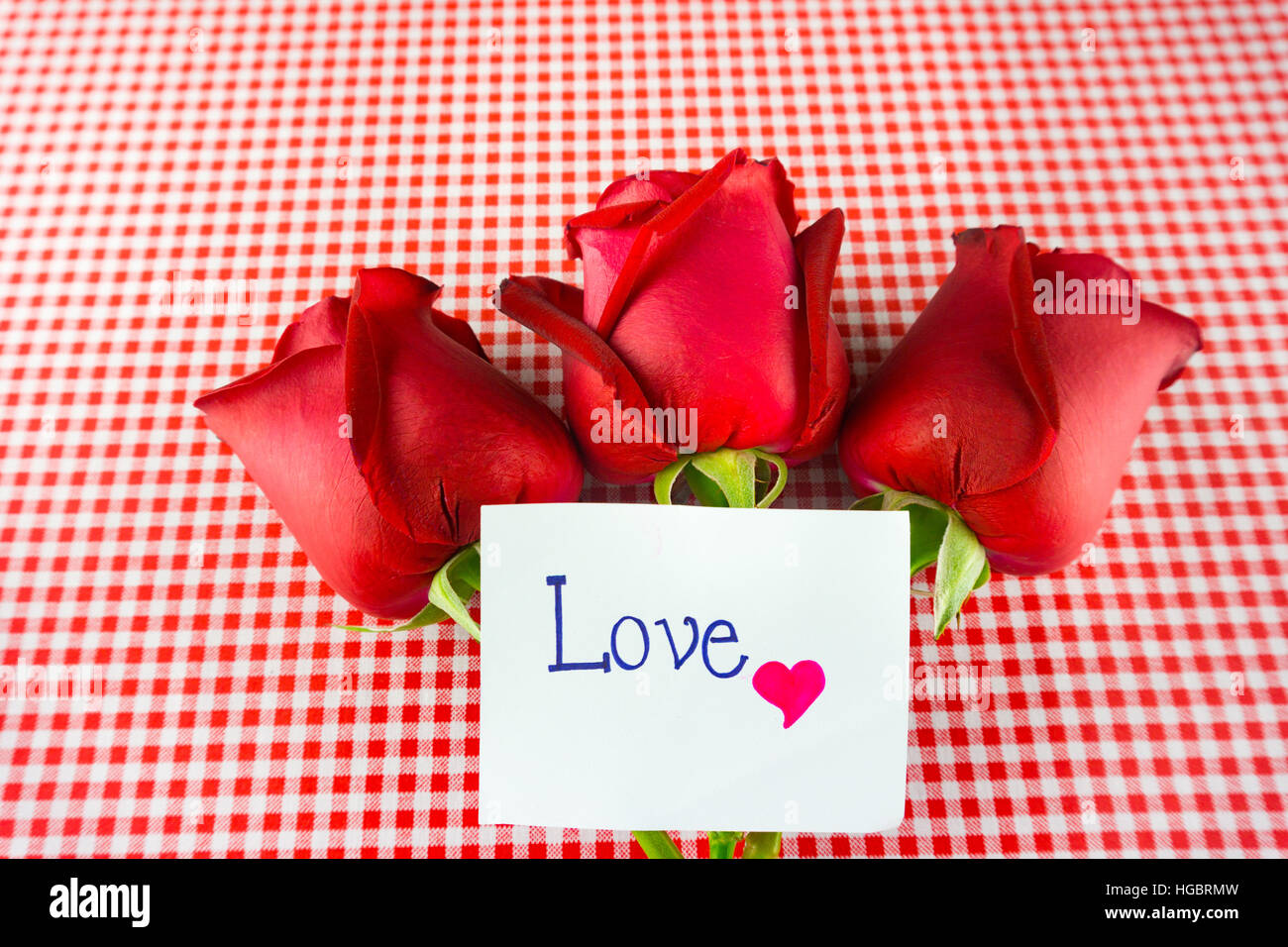 Red rose with message card. Image of Valentines day Stock Photo - Alamy
