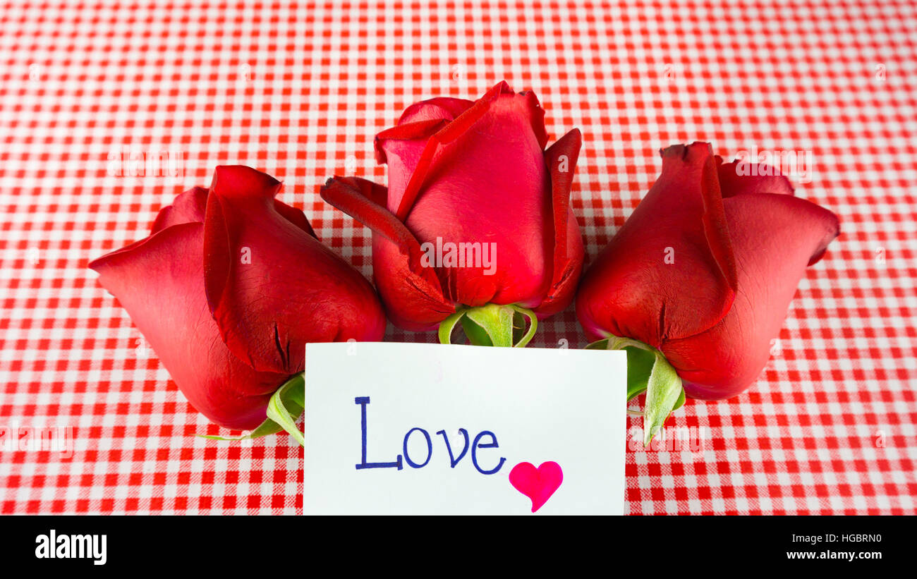 Red rose with message card. Image of Valentines day Stock Photo - Alamy