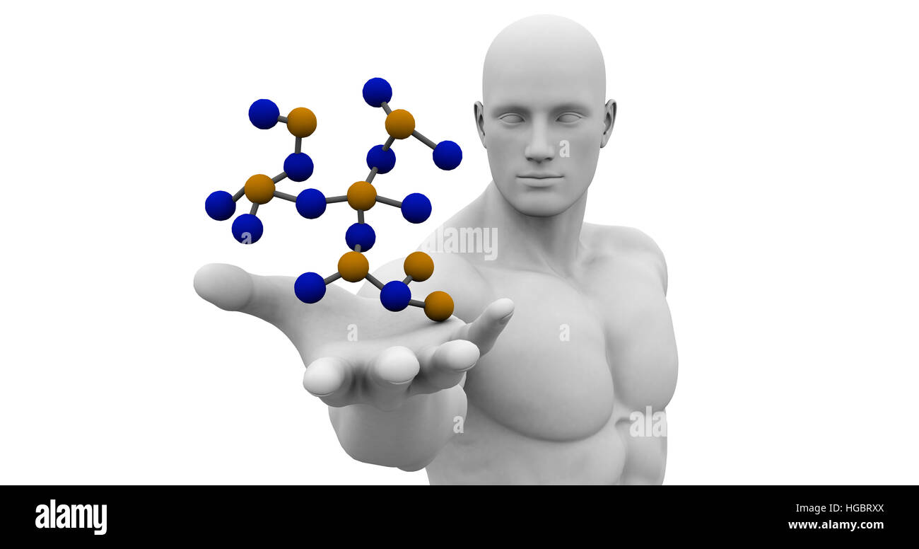 Chemistry Science with Man Looking at Molecular Formula Stock Photo - Alamy