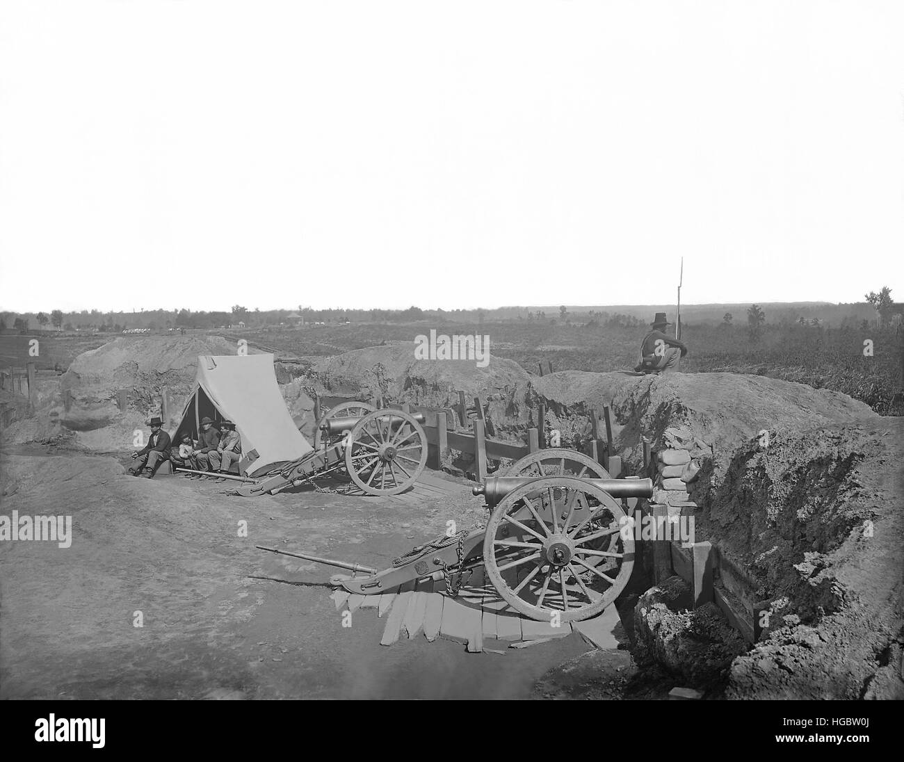 Fortifications in front of Atlanta, Georgia, during the American Civil War. Stock Photo