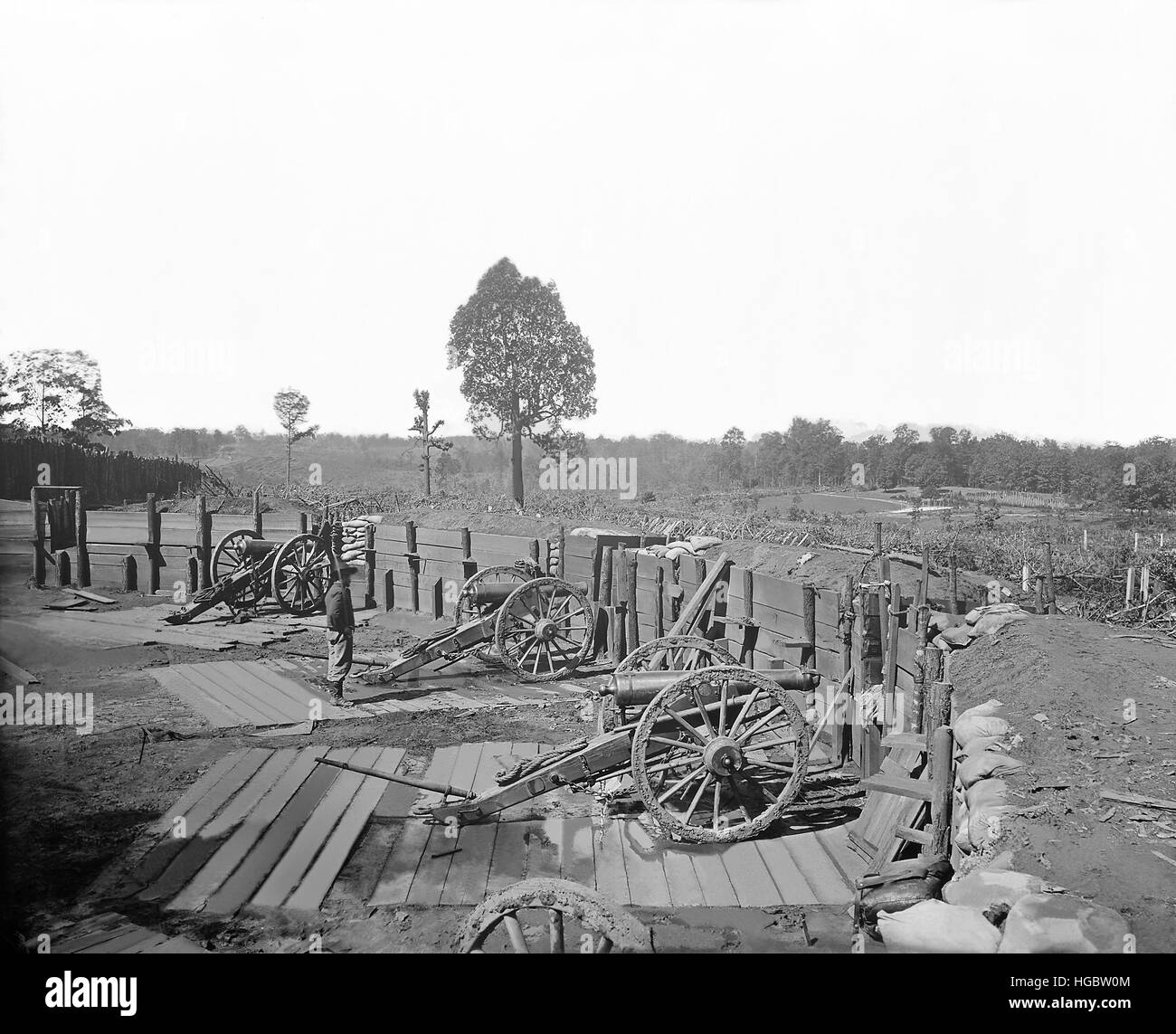 Fortifications in front of Atlanta, Georgia, during the American Civil War. Stock Photo