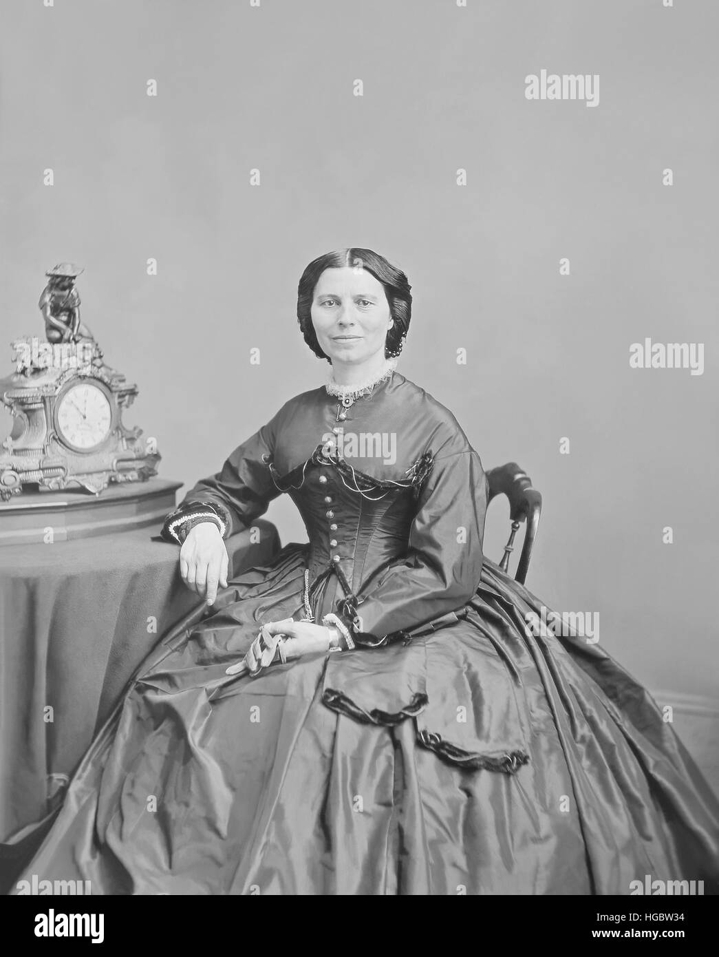 Portrait of Miss Clara Barton, circa 1866. Stock Photo