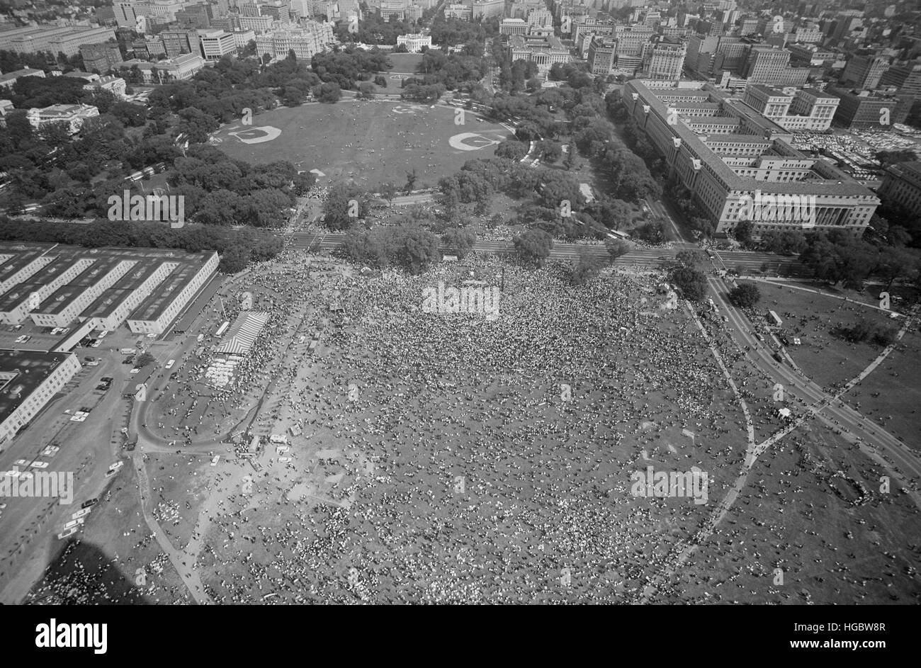 August 28, 1963 - Aerial view, of the March on Washington in Washington, D.C. Stock Photo