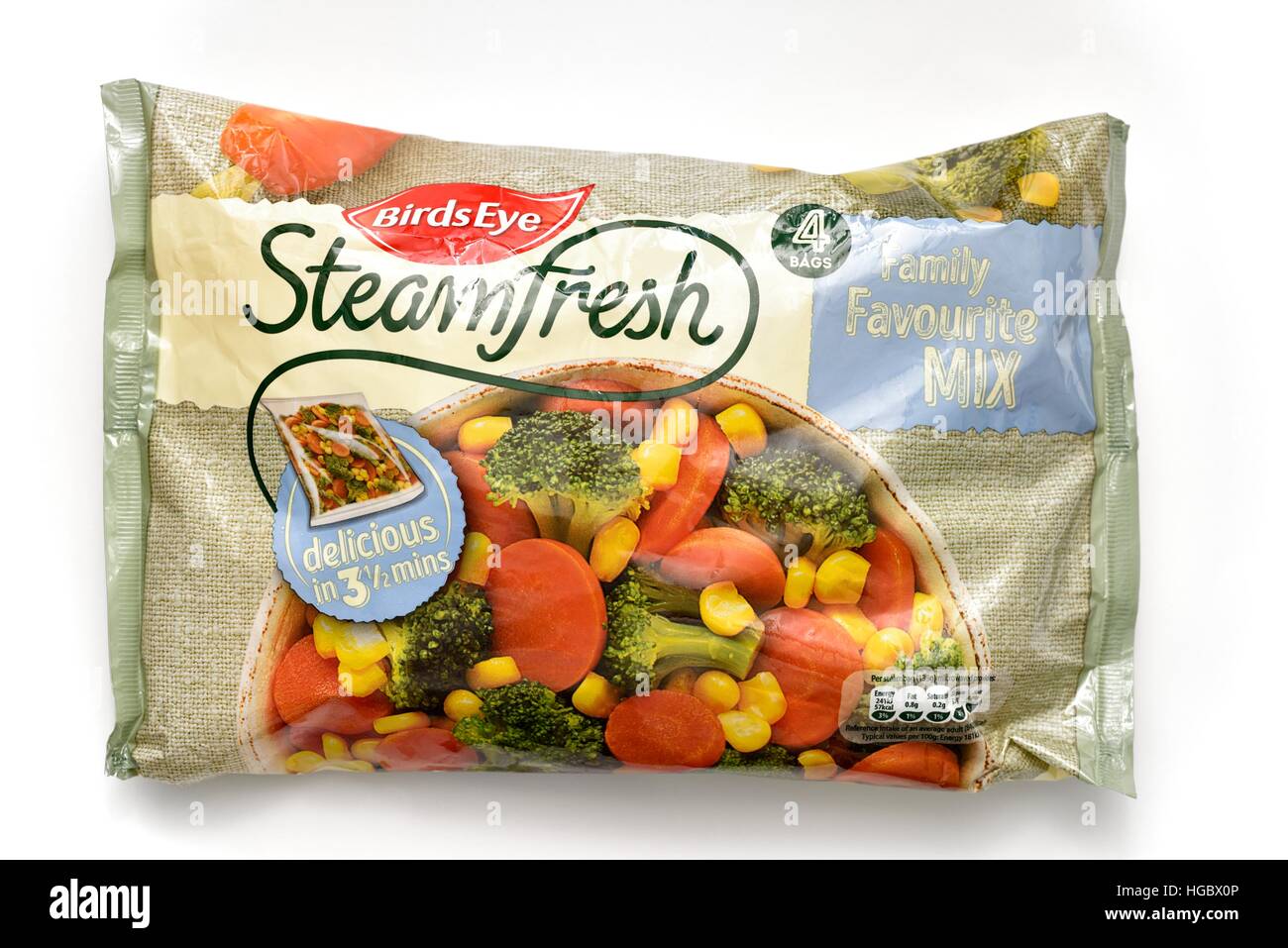Birdseye steam fresh frozen vegetables Stock Photo