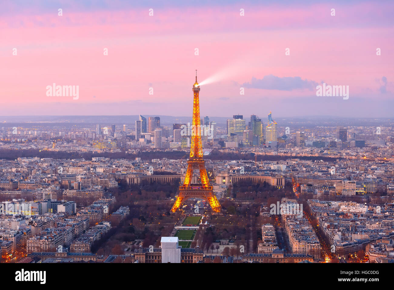 Aerial view of Eiffel Tower in Paris, France Stock Photo