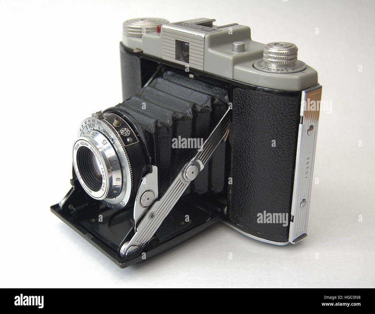 Bellows-fronted single-lens reflex camera. Stock Photo