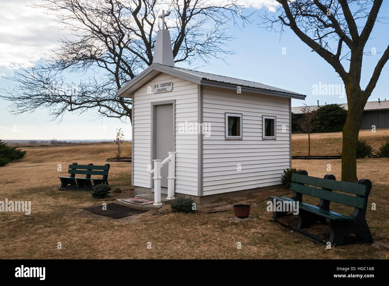 Lebanon, Kansas - A small chapel at the geographical center of the 48 contiguous U.S. states. Stock Photo