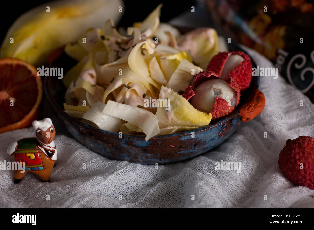 Chicory salad with lychee Stock Photo