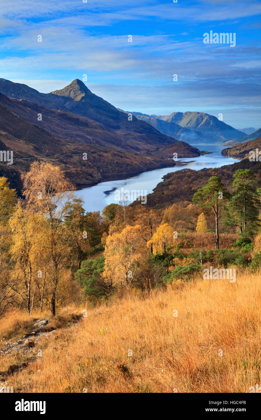 The Pap of Glen and Loch Leven captured from the footpath to Mamore Lodge. Stock Photo