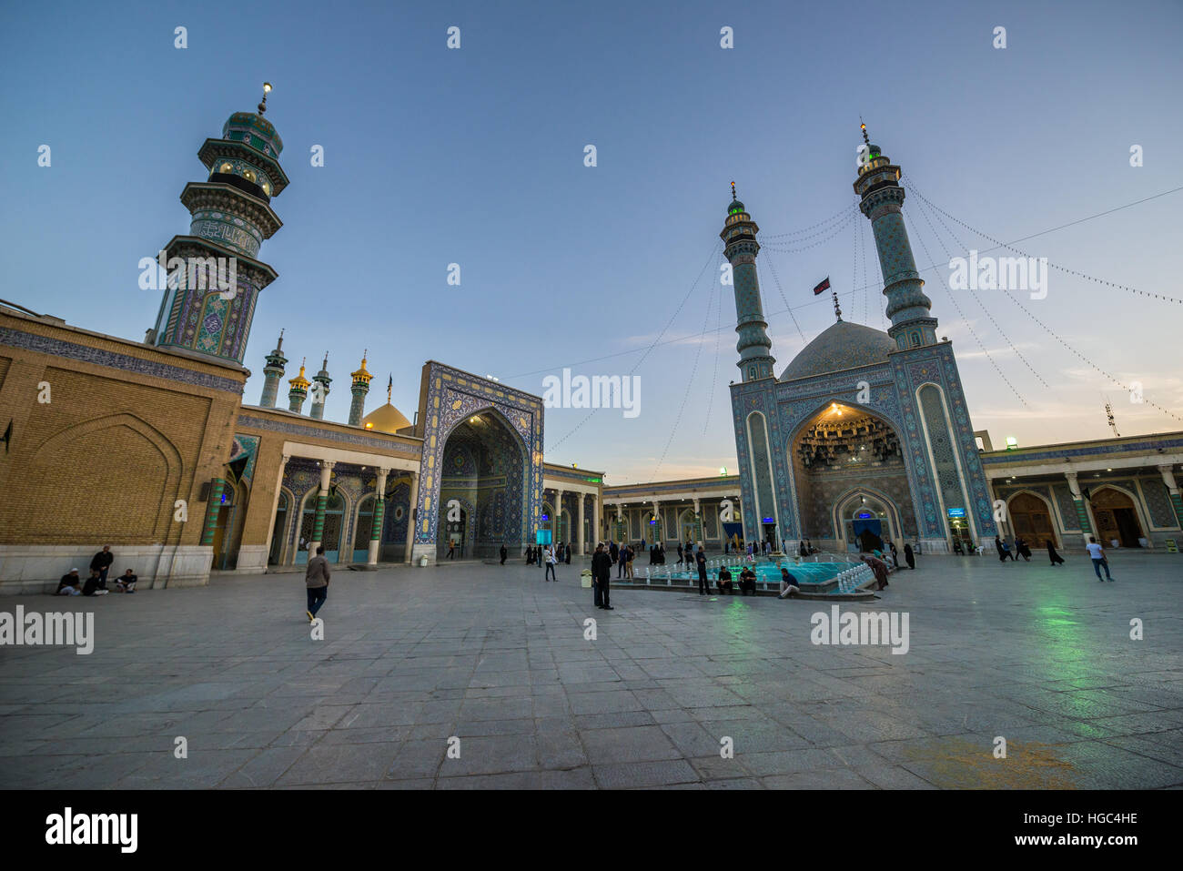 Courtyard of Fatima Masumeh Shrine, Shiah Islam holy place in Qom city ...