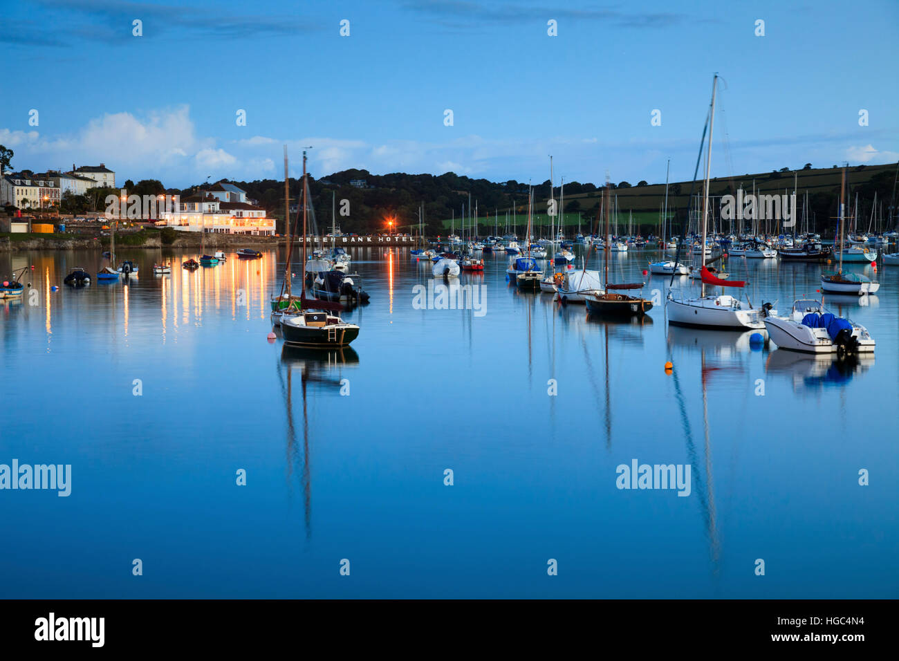 The Greenbank Hotel captured from the Prince of Wales Pier at Falmouth. Stock Photo