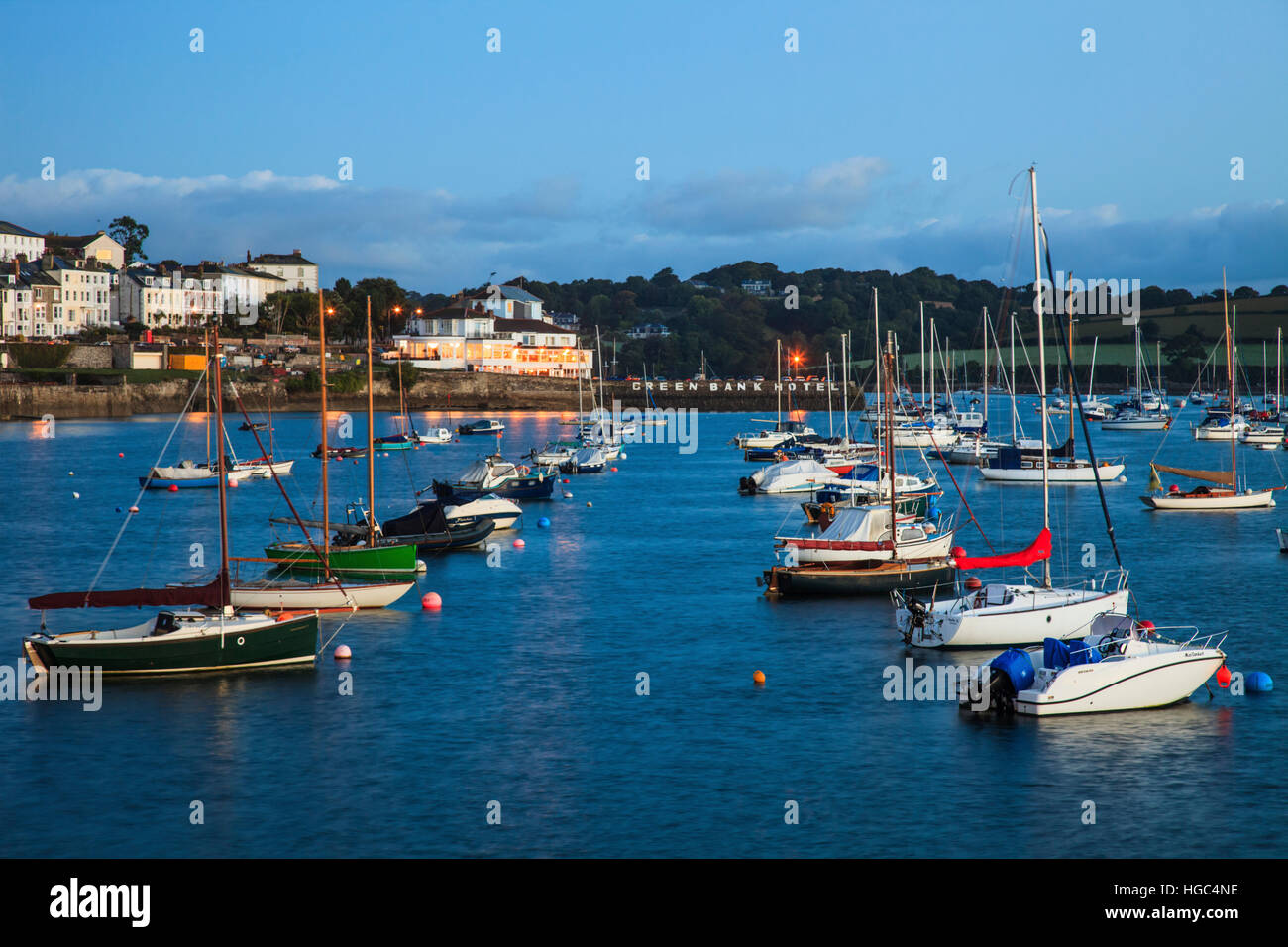 The Greenbank Hotel captured from the Prince of Wales Pier at Falmouth. Stock Photo