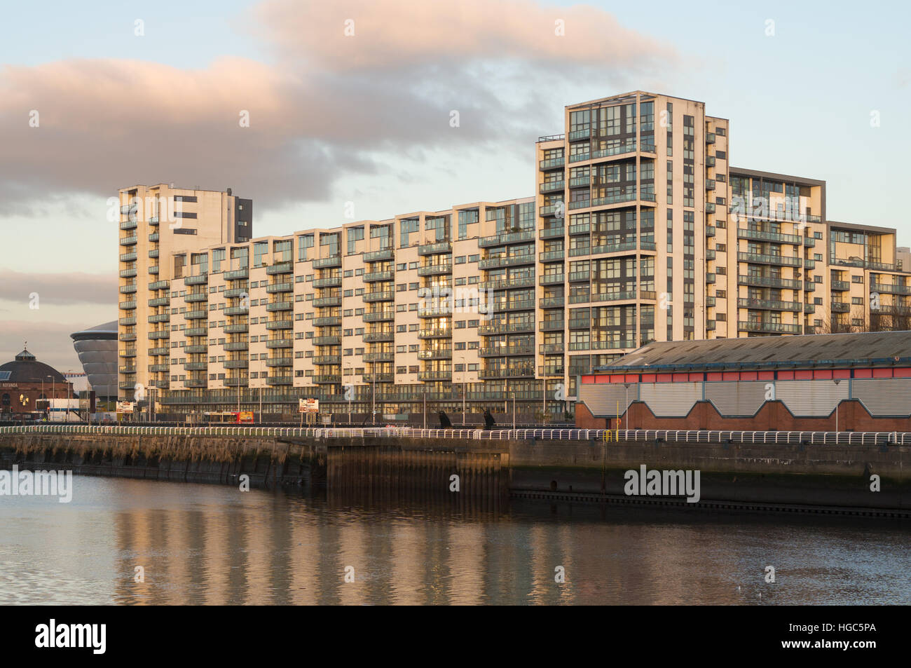 Lancefield Quay, riverside apartments, Glasgow, Scotland, UK Stock