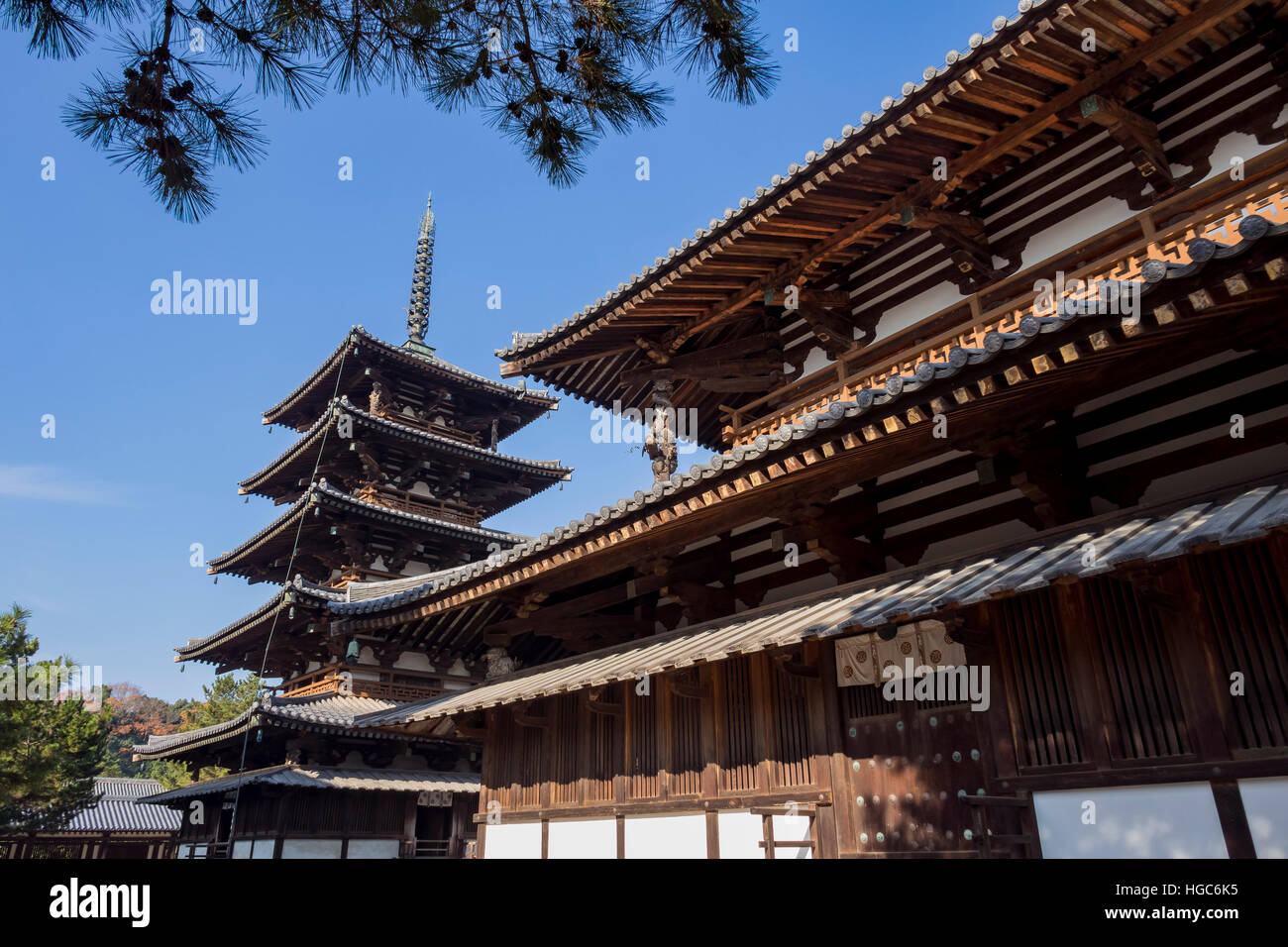 The historical Horyu Ji at Nara, Japan Stock Photo Alamy