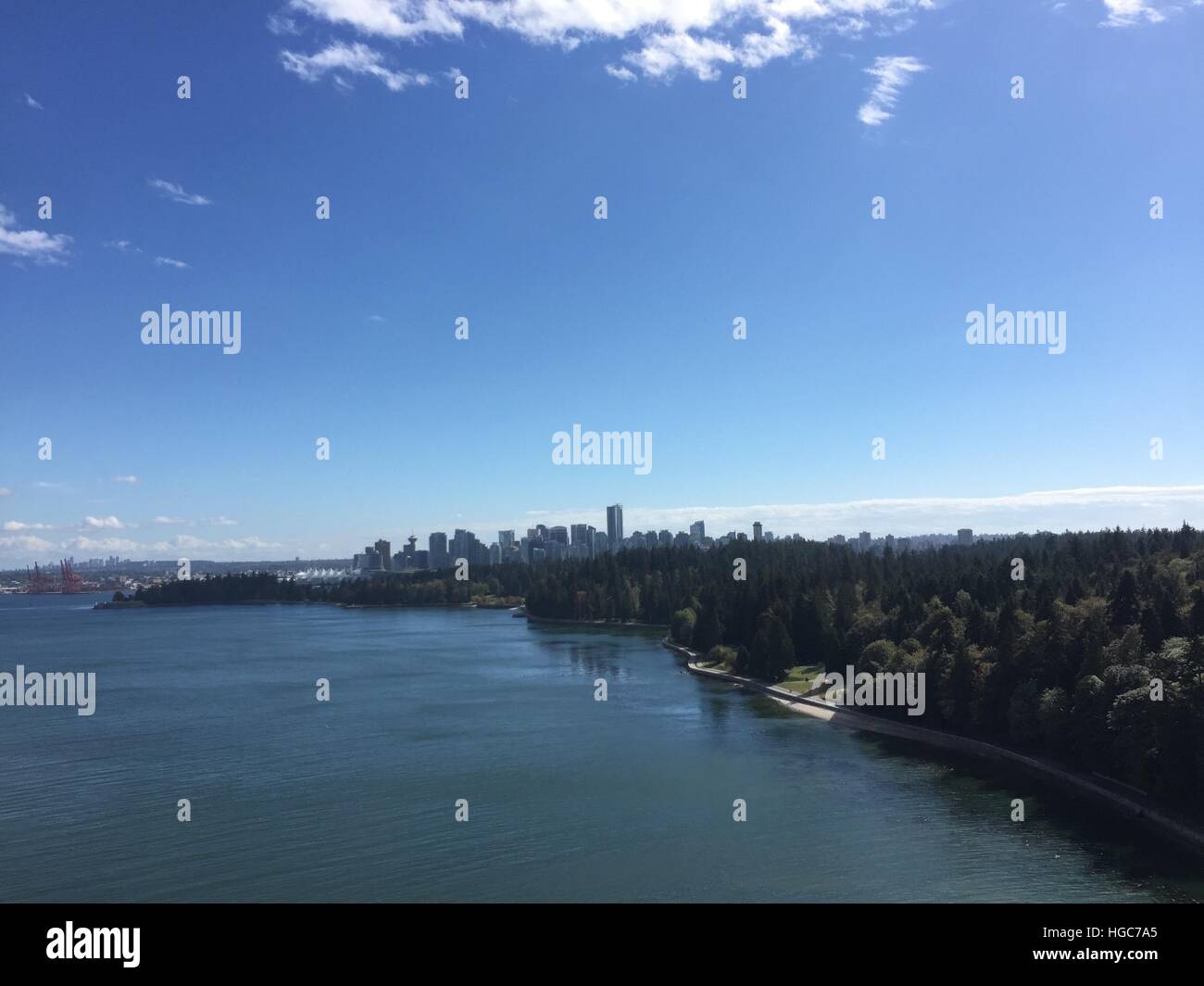 Vancouver: downtown skyline and Stanley Park from Lions Gate Stock ...