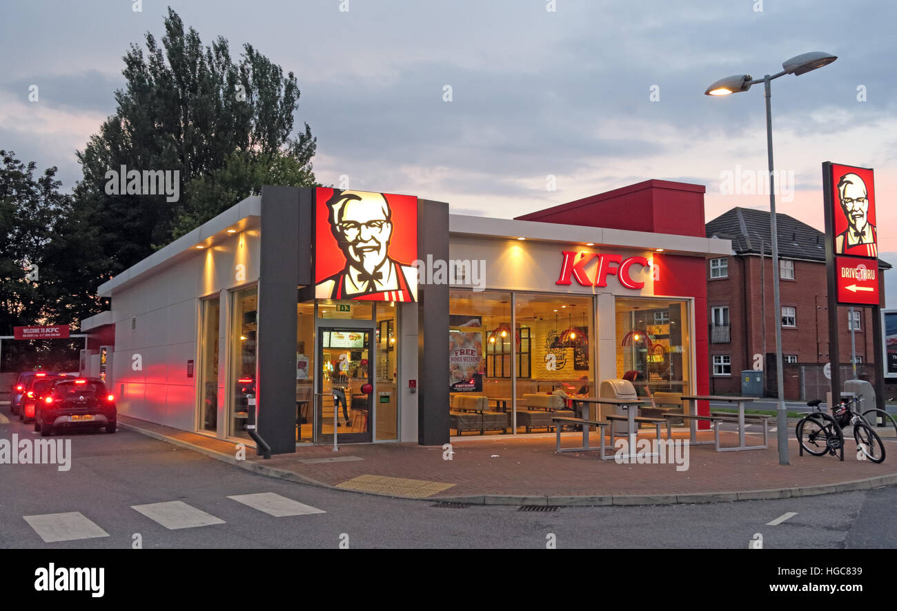 KFC Latchford Drive through,Warrington,Cheshire,England,UK Stock Photo