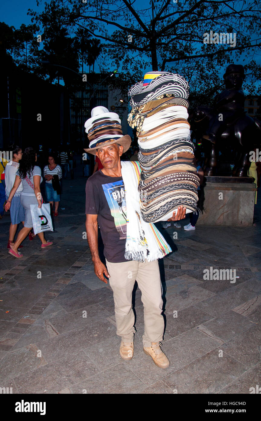 Colombian hat salesman Stock Photo
