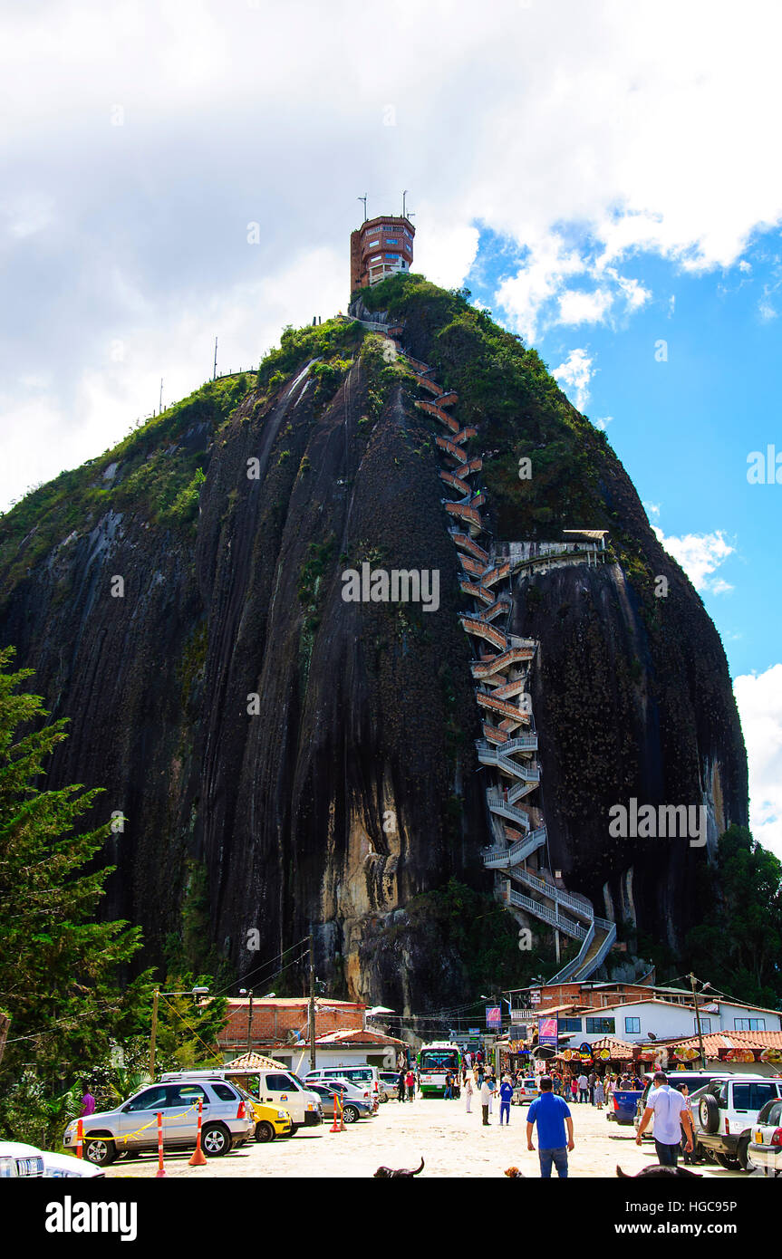 Steep steps rising up Piedra del Penol, Colombia Stock Photo - Alamy